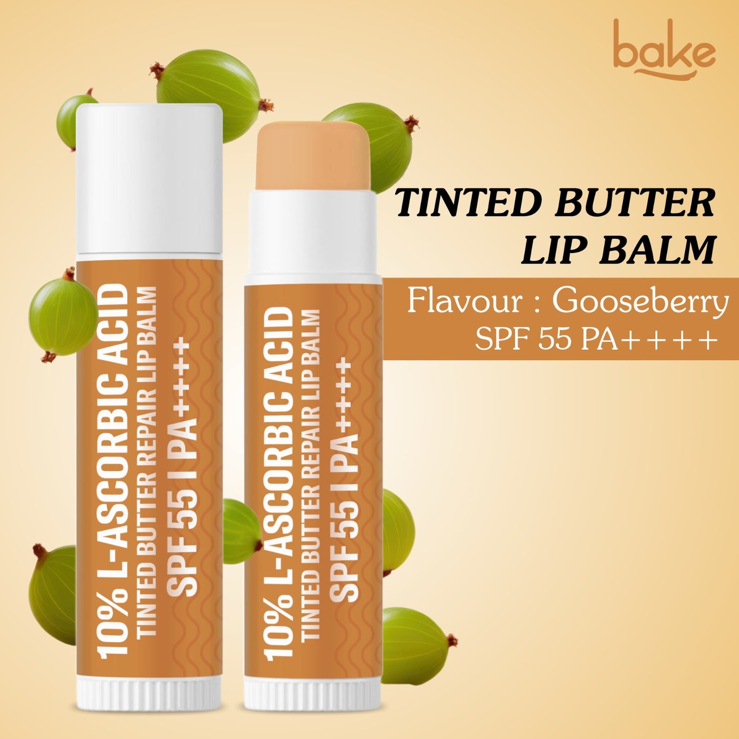 10% L-Ascorbic Acid Tinted Butter Brightening Lip Balm SPF 55 PA++++ with Hyaluronic Acid