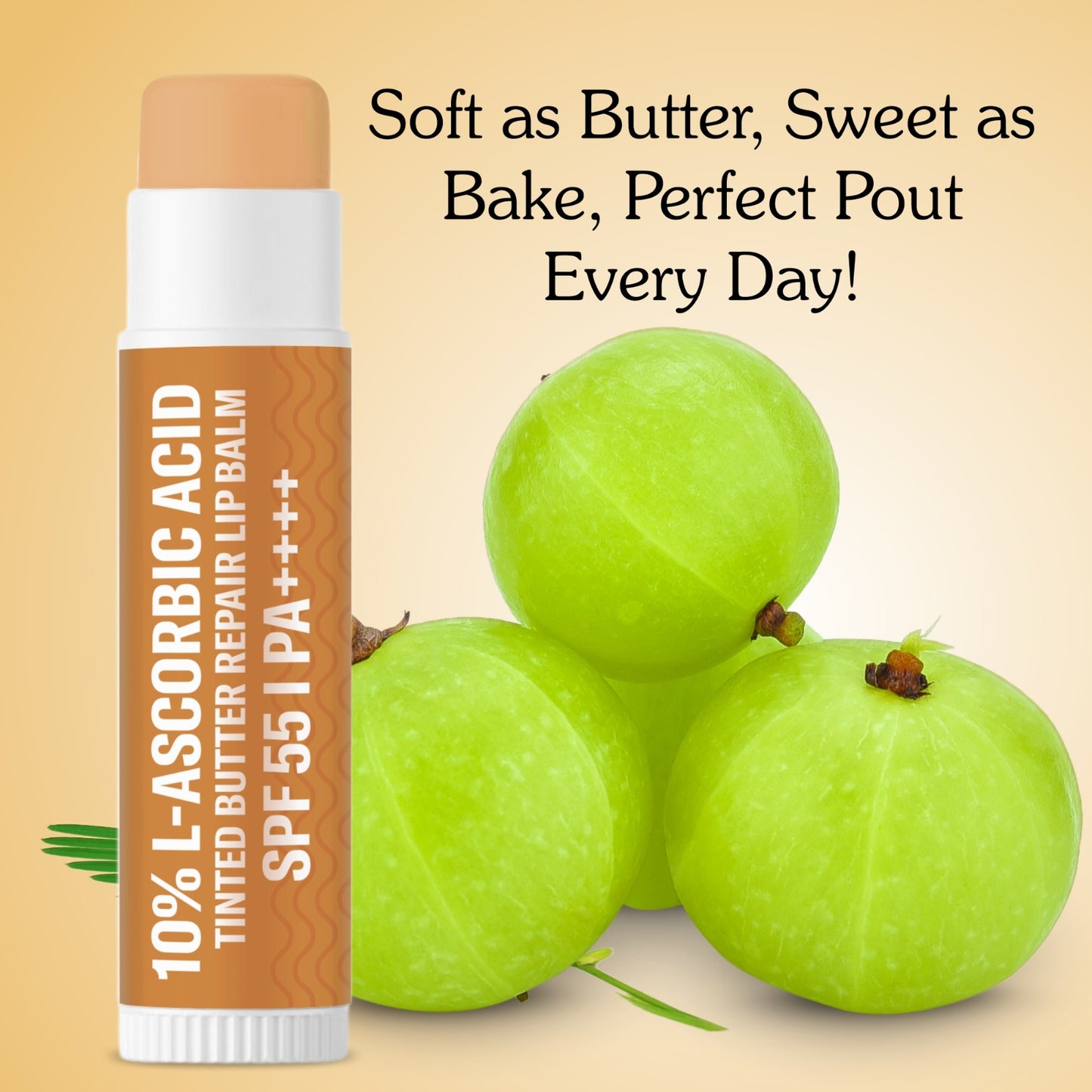 10% L-Ascorbic Acid Tinted Butter Brightening Lip Balm SPF 55 PA++++ with Hyaluronic Acid
