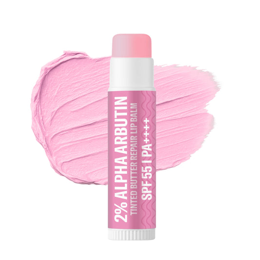 2% Alpha Arbutin Tinted Butter Brightening Lip Balm SPF 55 PA++++ with Niacinamide, Lactic Acid