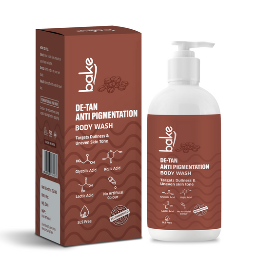 De-Tan Anti Pigmentation Coffee Body Wash with Kojic Acid, Glycolic Acid, Lactic Acid for Dark Spots, Pigmentation, Tanning & Tan Removal