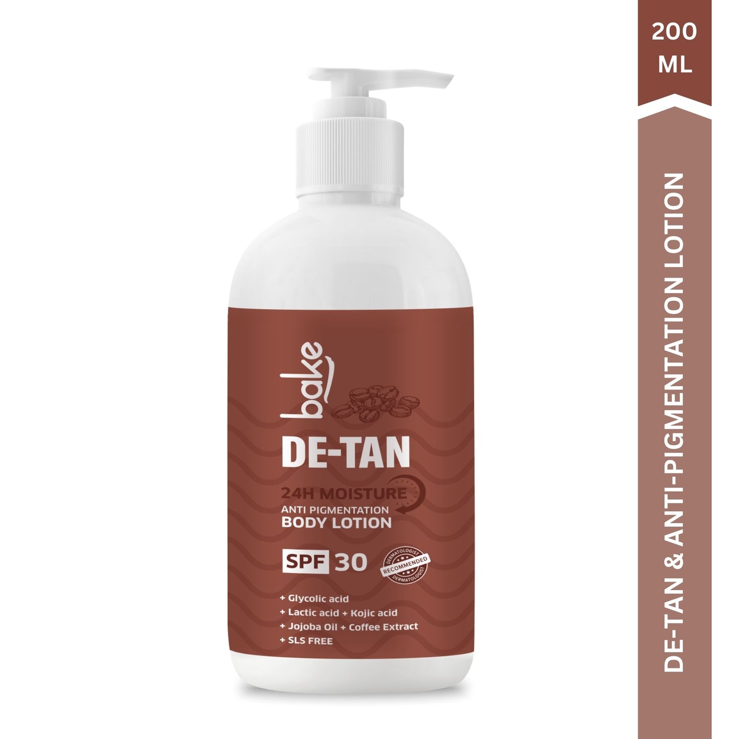 De-Tan Anti Pigmentation Coffee Body Lotion with Kojic Acid, Glycolic Acid, Lactic Acid for Dark Spots, Pigmentation & Tan Removal