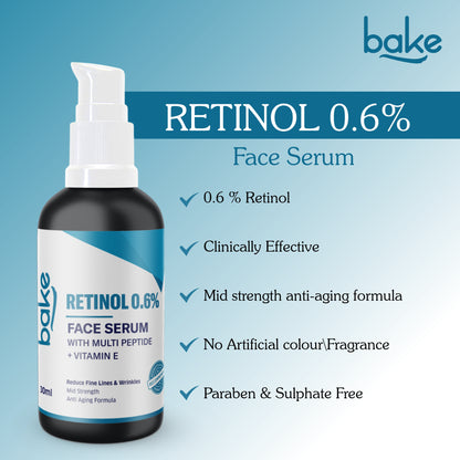 0.6% Retinol Face Serum with Multi peptides - Mid Strength