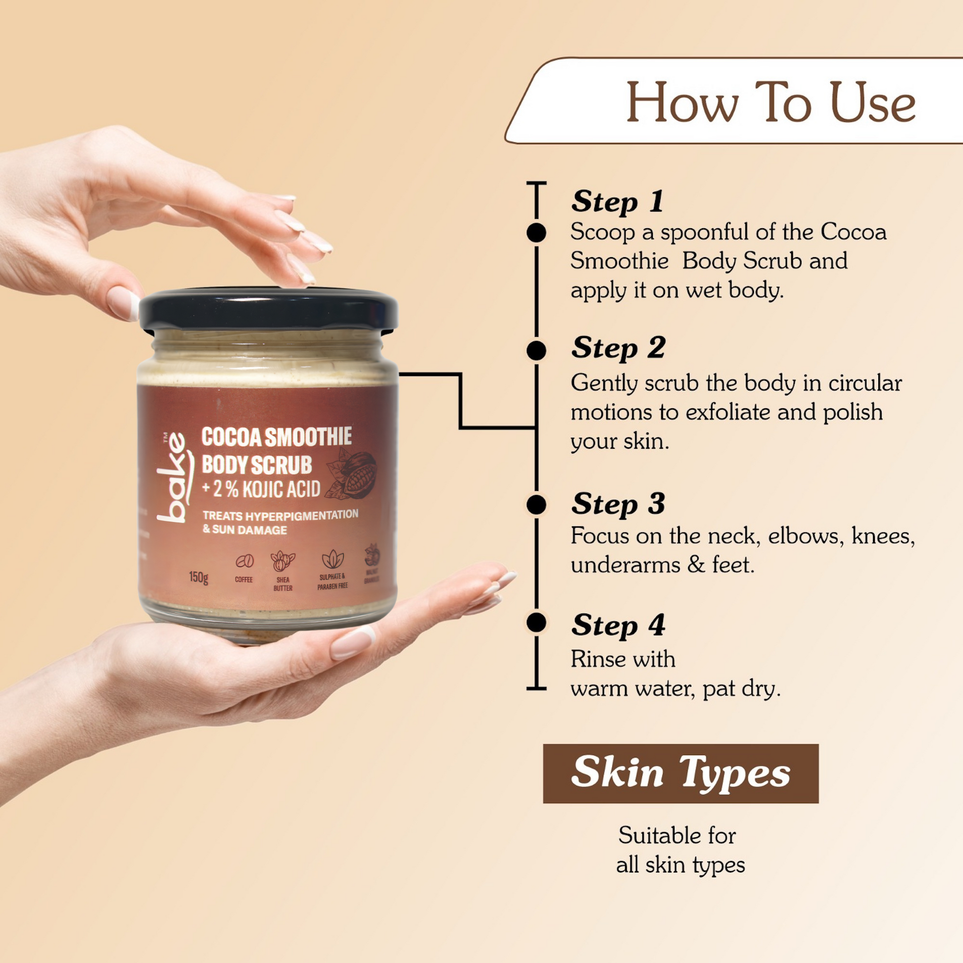 HOW TO USE KOJIC ACID COCOA SMOOTHIE BODY SCRUB