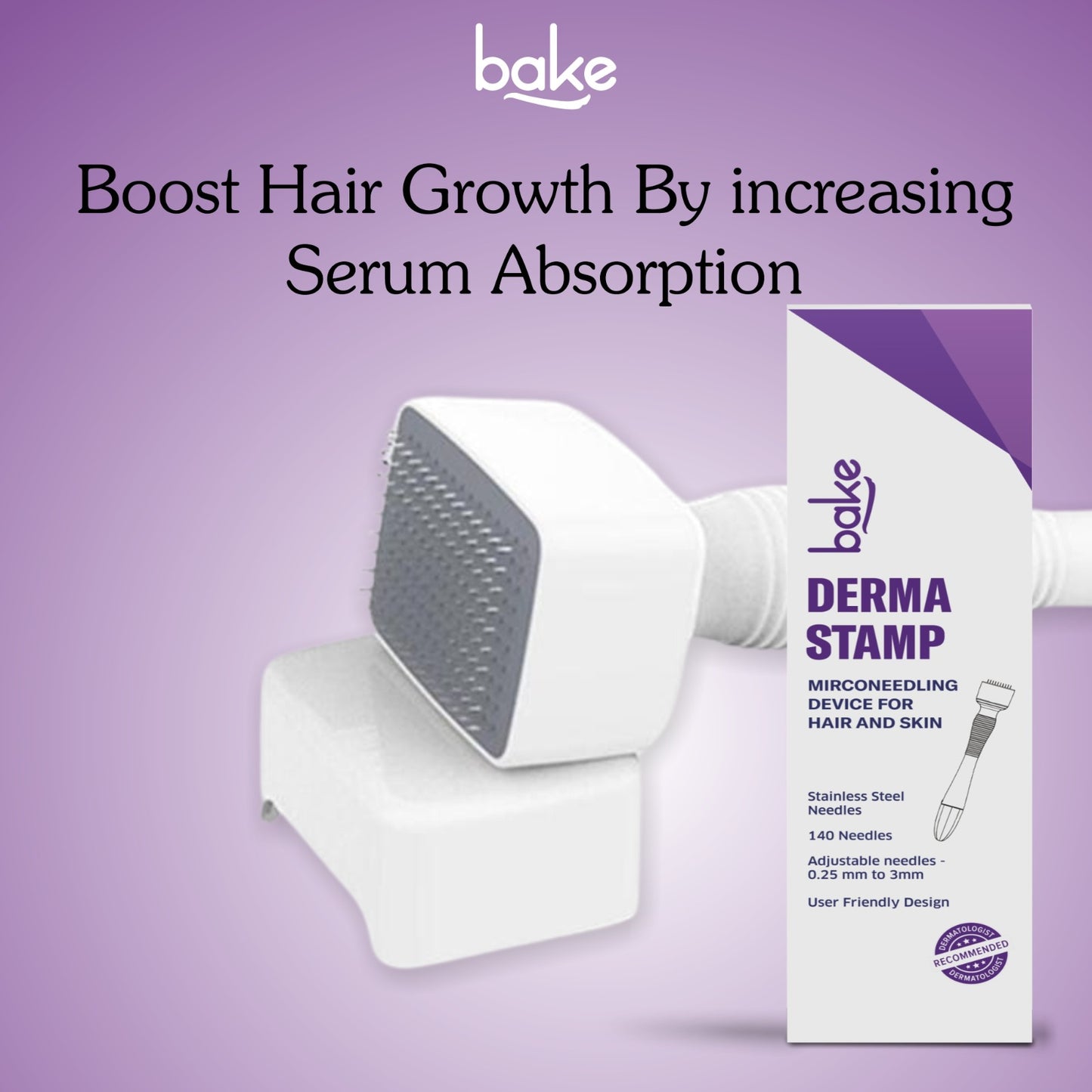 Derma Stamp with Stainless Steel Adjustable Needles 0.25mm to 3mm | 140 Microneedling Stamp