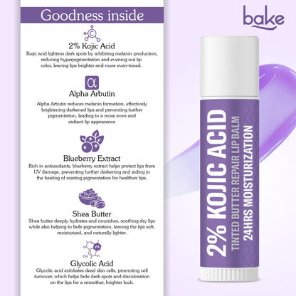 2% Kojic Acid Tinted Butter Brightening Lip Balm with 1% Alpha Arbutin & Glycolic Acid