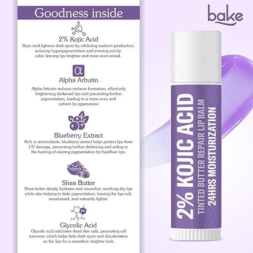 2% Kojic Acid Tinted Butter Brightening Lip Balm with 1% Alpha Arbutin & Glycolic Acid