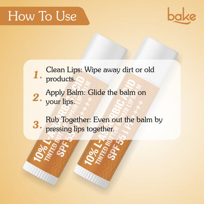 10% L-Ascorbic Acid Tinted Butter Brightening Lip Balm SPF 55 PA++++ with Hyaluronic Acid
