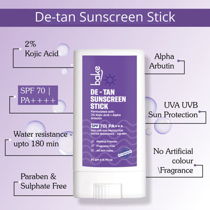 De-Tan Sunscreen Stick with 2% Kojic Acid + Alpha Arbutin