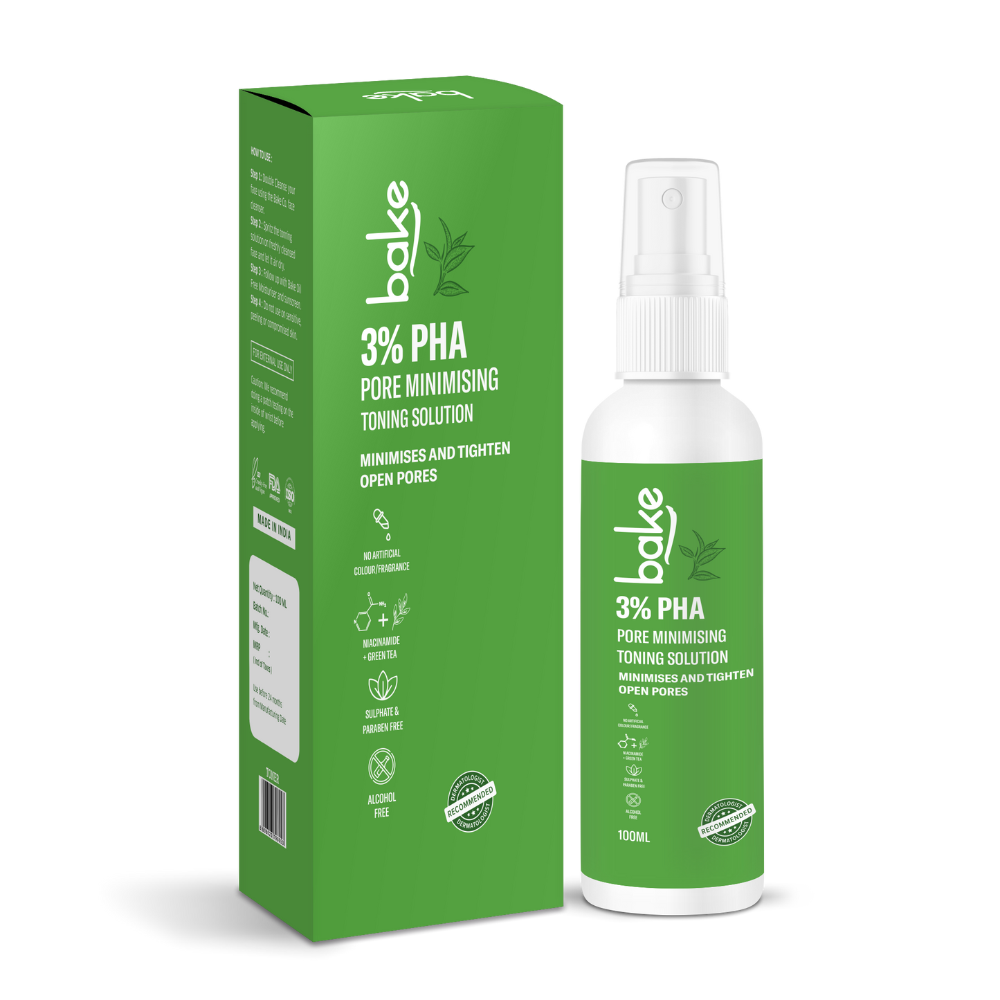 3% PHA Toner with Gluconolactone & Niacinamide for Minimising & Tightening Open Pores, Acne & Oil Control