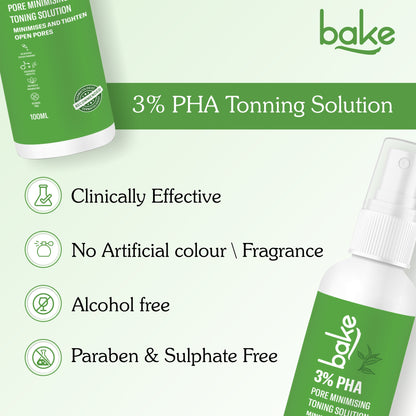 3% PHA Toner with Gluconolactone & Niacinamide for Minimising & Tightening Open Pores, Acne & Oil Control