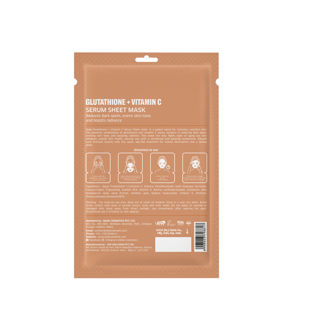 L-Glutathione Sheet Mask for Glowing Skin with Vitamin C for Instant Glow & Bright Skin