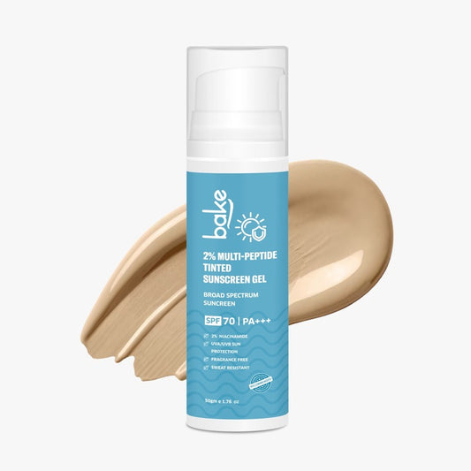 2% Multi Peptide Tinted Sunscreen SPF 70 PA+++ with 2% Niacinamide  For Broad Spectrum Sunscreen 