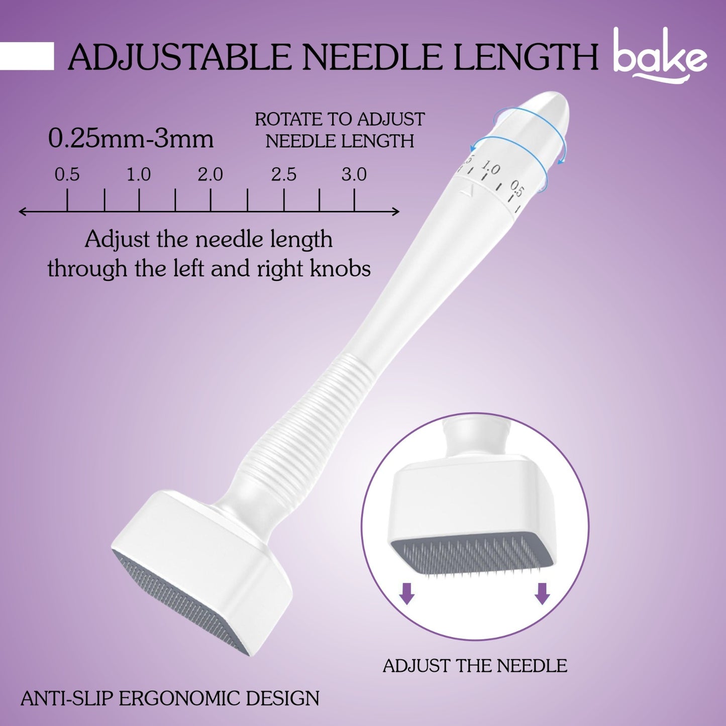 Derma Stamp with Stainless Steel Adjustable Needles 0.25mm to 3mm | 140 Microneedling Stamp