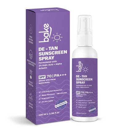 Detan Waterproof Sunscreen Spray SPF 70 PA+++ with 2% Kojic Acid